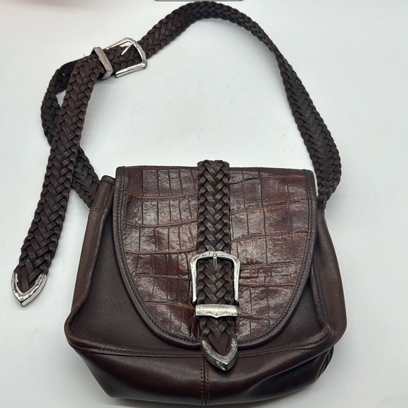 Brighton Handbags - Brighton Vintage  Brown Leather Crossbody Bag with Braided Strap BRN5944C